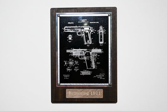 Browning 1911 Patent Schematic Wall Plaque