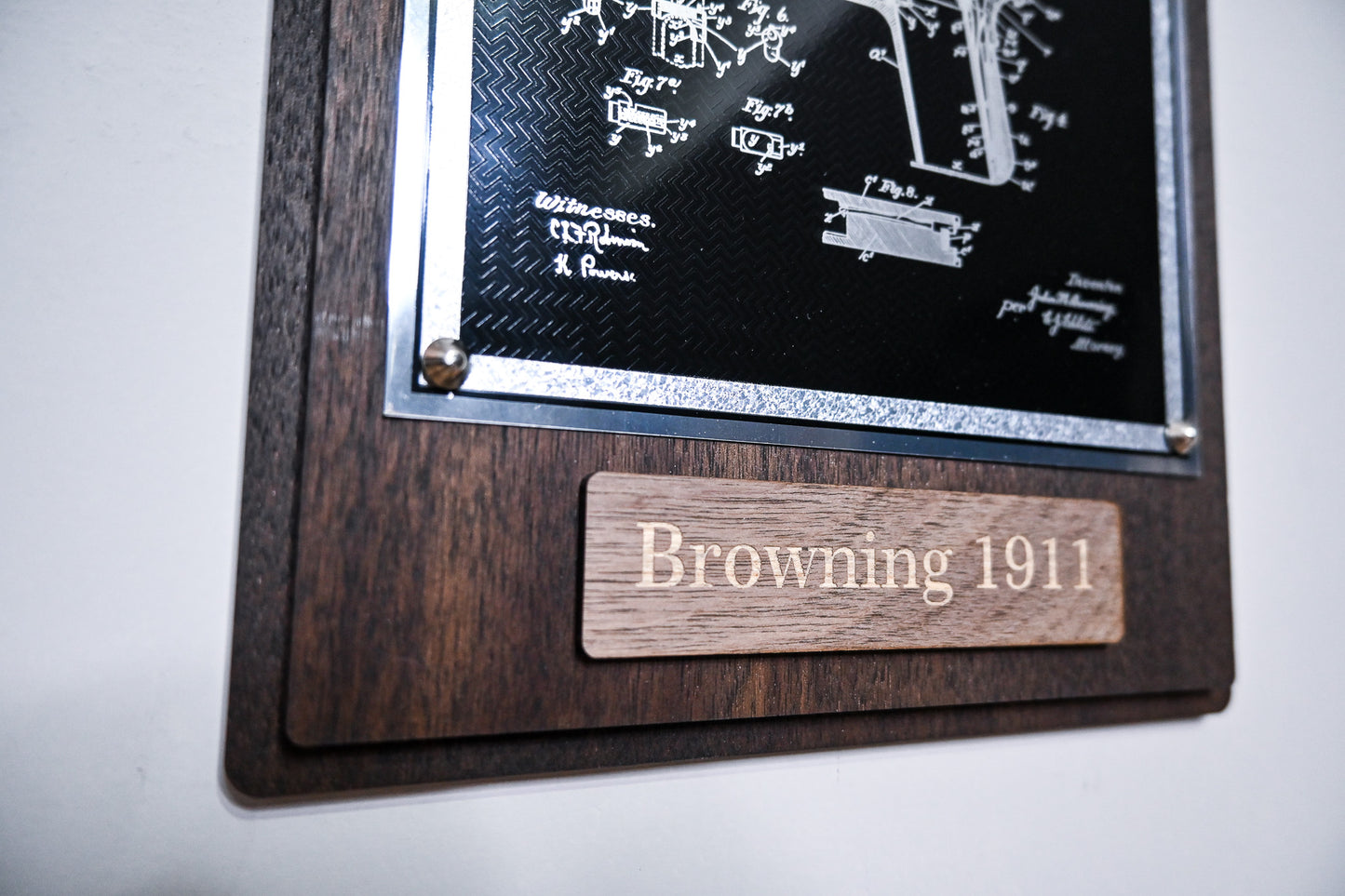 Browning 1911 Patent Schematic Wall Plaque