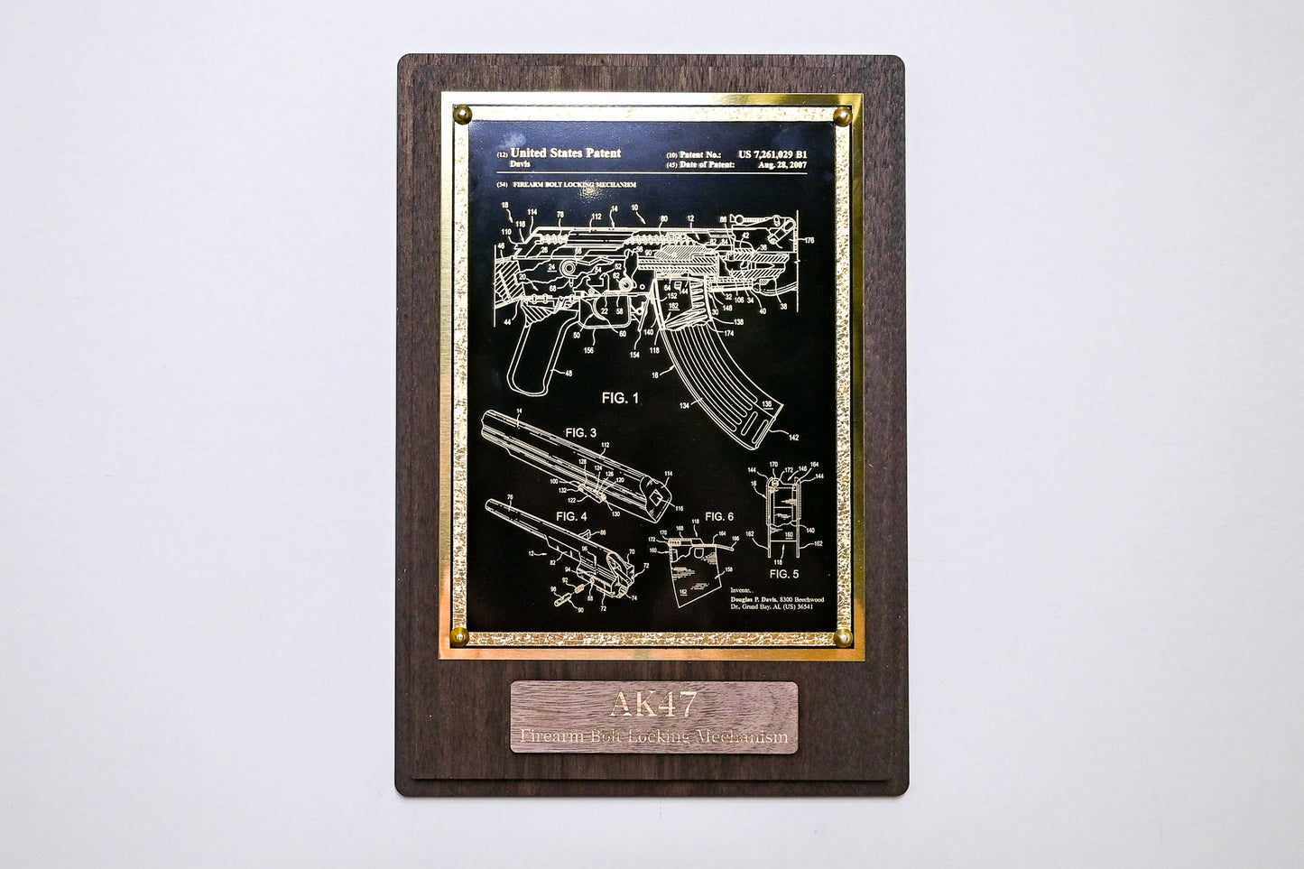 AK47 Bolt Locking Mechanism Patent Schematic Wall Plaque