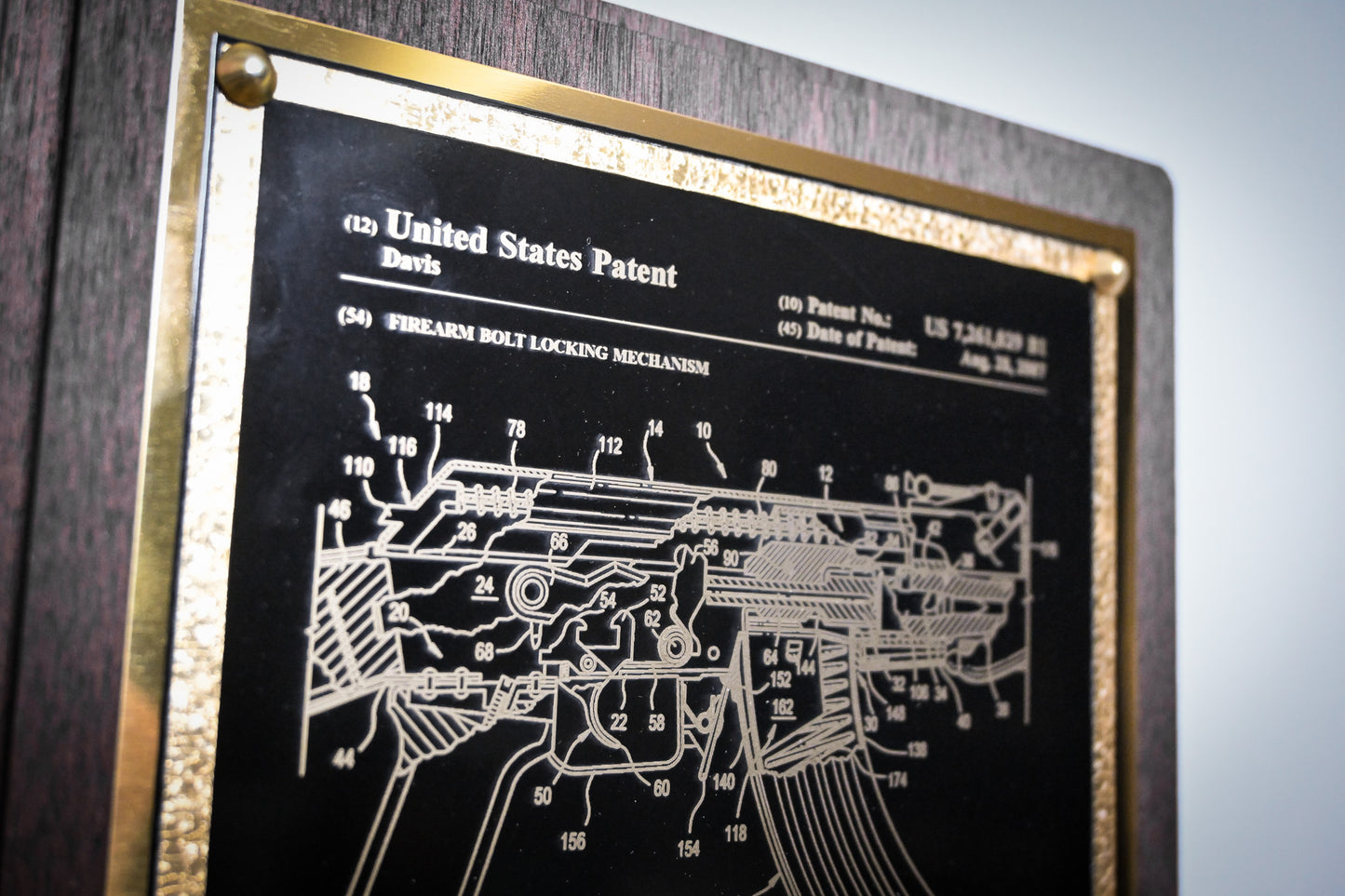 AK47 Bolt Locking Mechanism Patent Schematic Wall Plaque